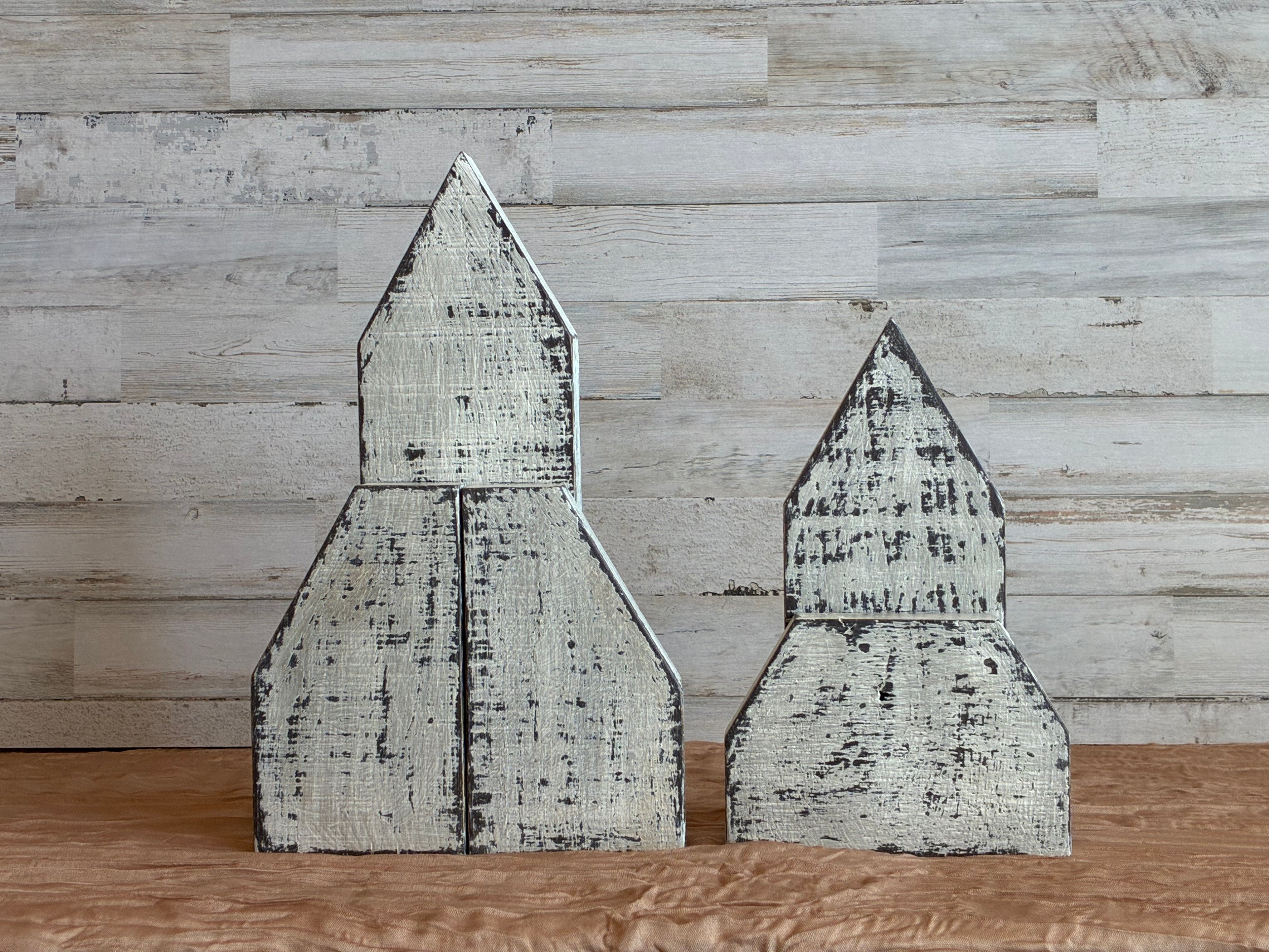 Rustic Wooden Church Shelf Sitter - Farmhouse Faith Decor