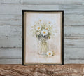 Daisy Mason Jar Framed Art Print – Farmhouse Floral Wall Decor