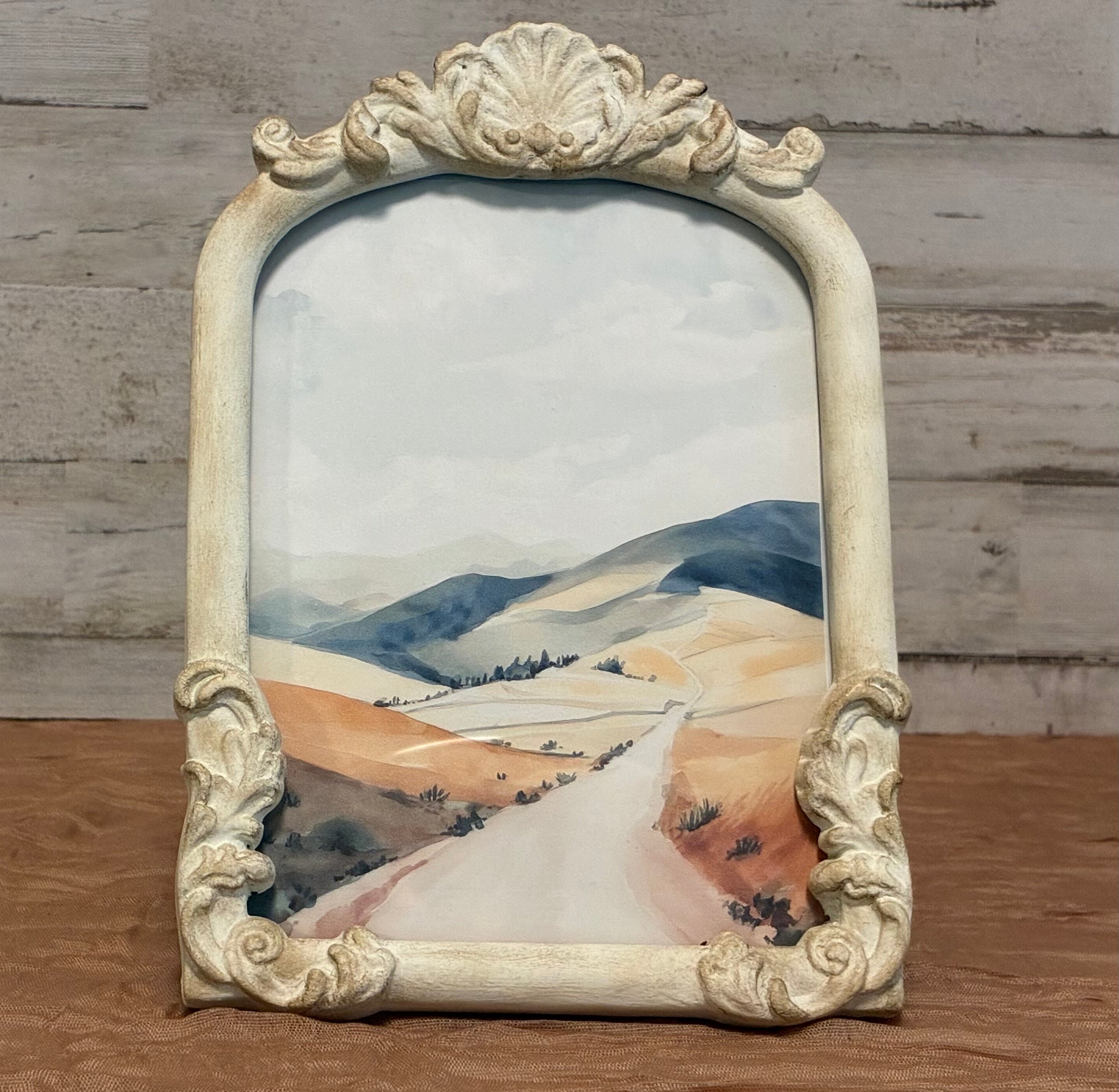 Rolling Hills Landscape Upcycled Frame Art Print – Cottagecore Farmhouse Decor