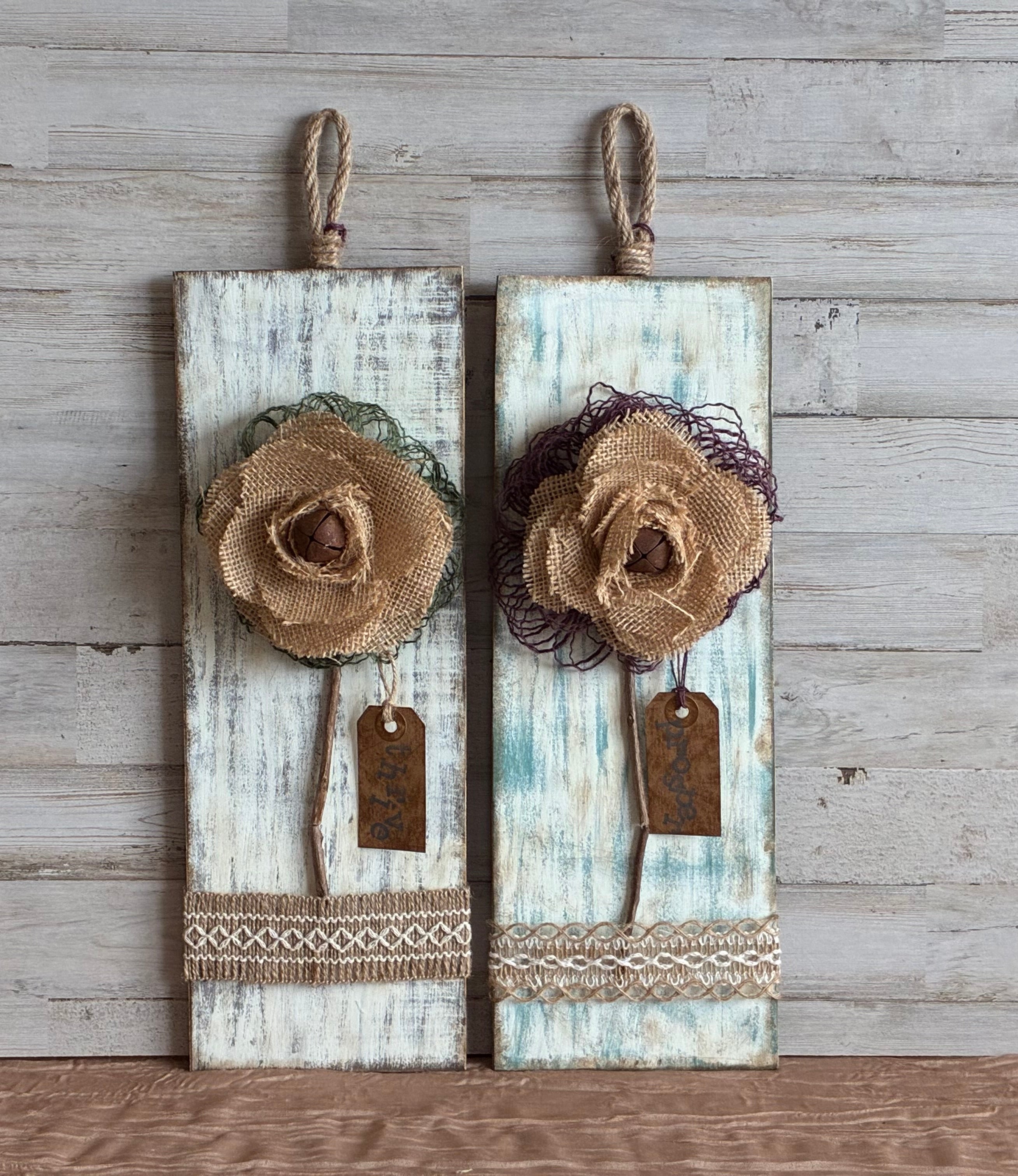Burlap Rosette Wall Hanger – Rustic Farmhouse Cottagecore Decor
