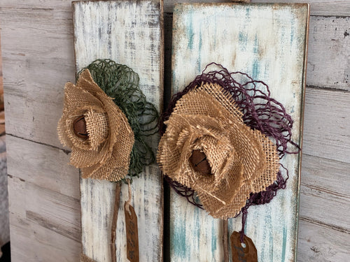 Burlap Rosette Wall Hanger – Rustic Farmhouse Cottagecore Decor