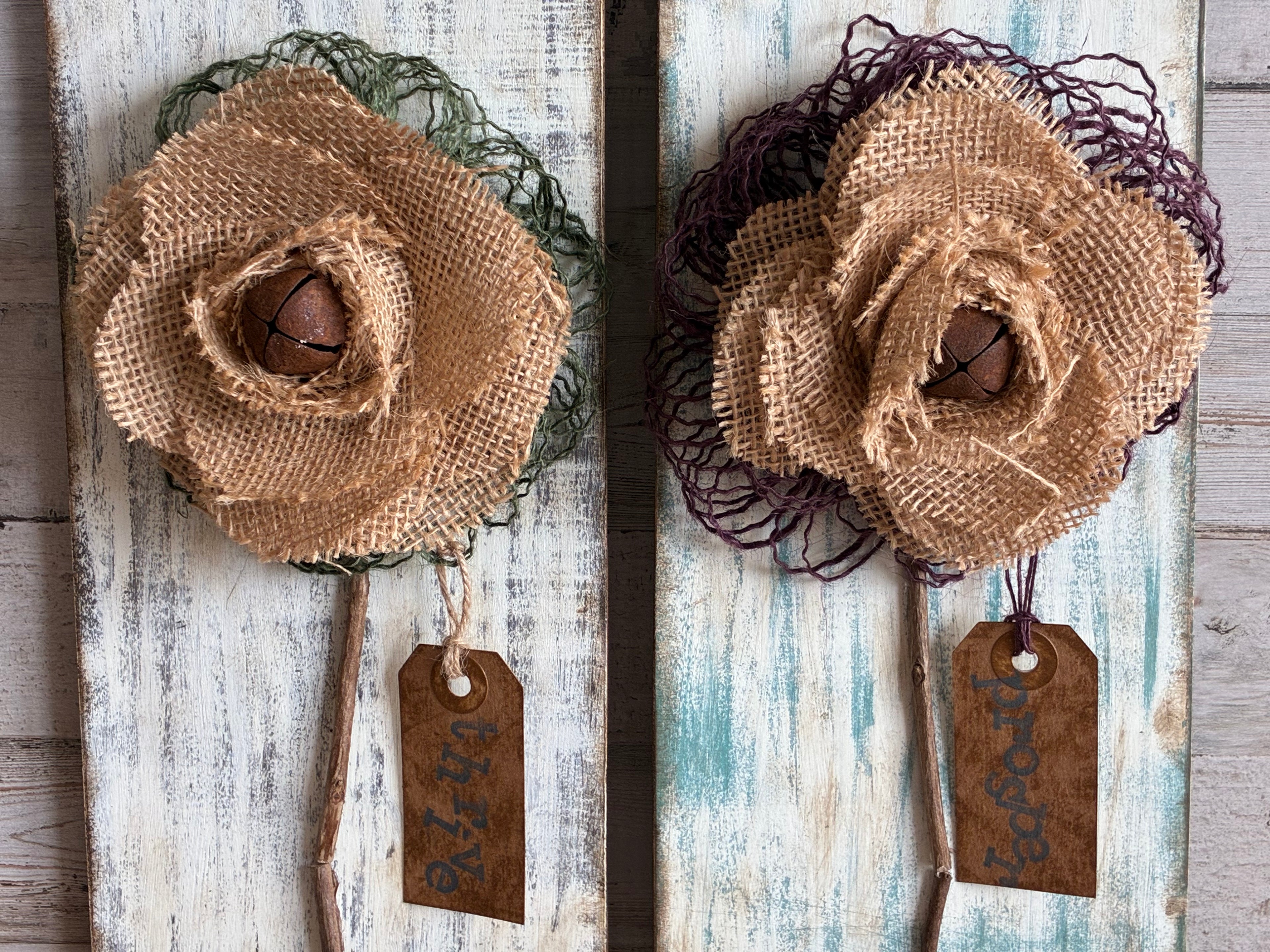 Burlap Rosette Wall Hanger – Rustic Farmhouse Cottagecore Decor