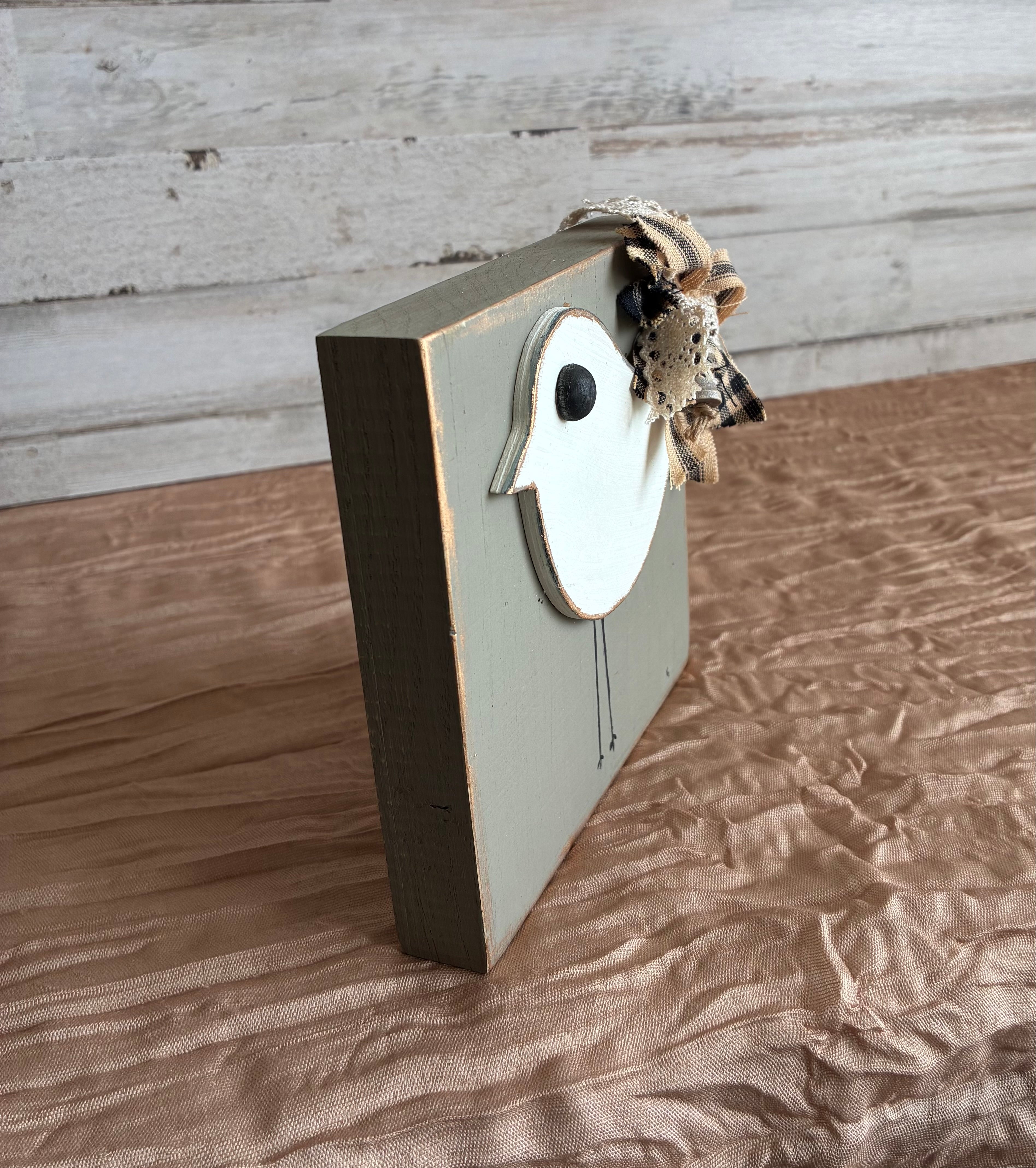 Raised Bird Wood Block Shelf Sitter – Farmhouse Cottagecore Decor