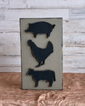 Farmhouse Animal Trio Block Shelf Sitter – Pig Chicken Cow Wood Cutout Decor