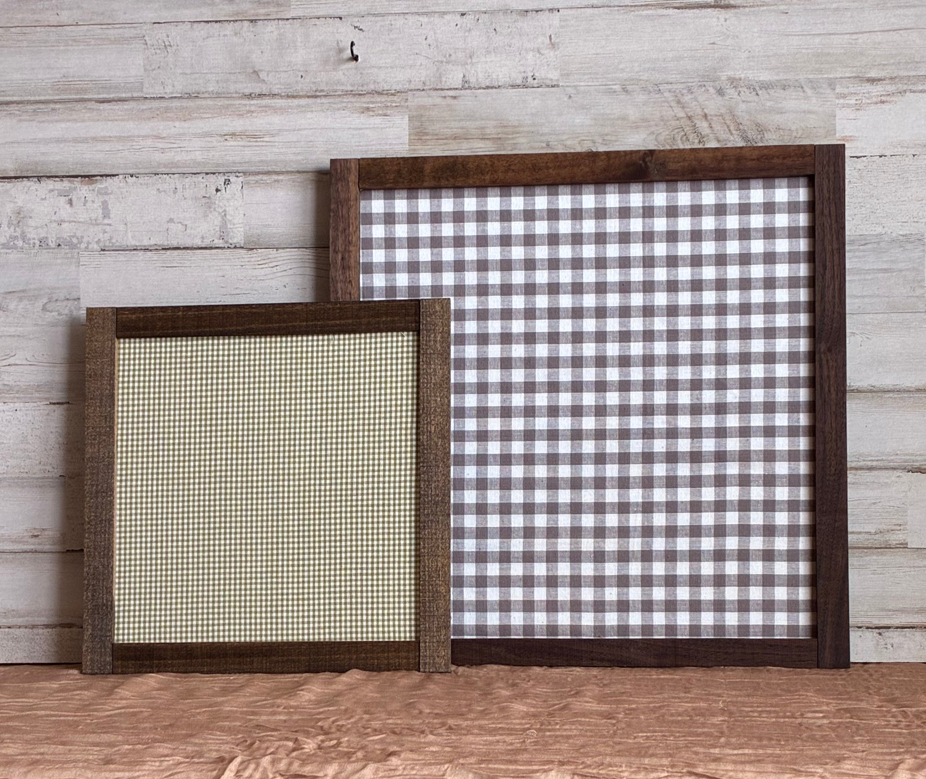 Gingham Fabric Magnetic Hanging Board – Farmhouse Rustic Decor