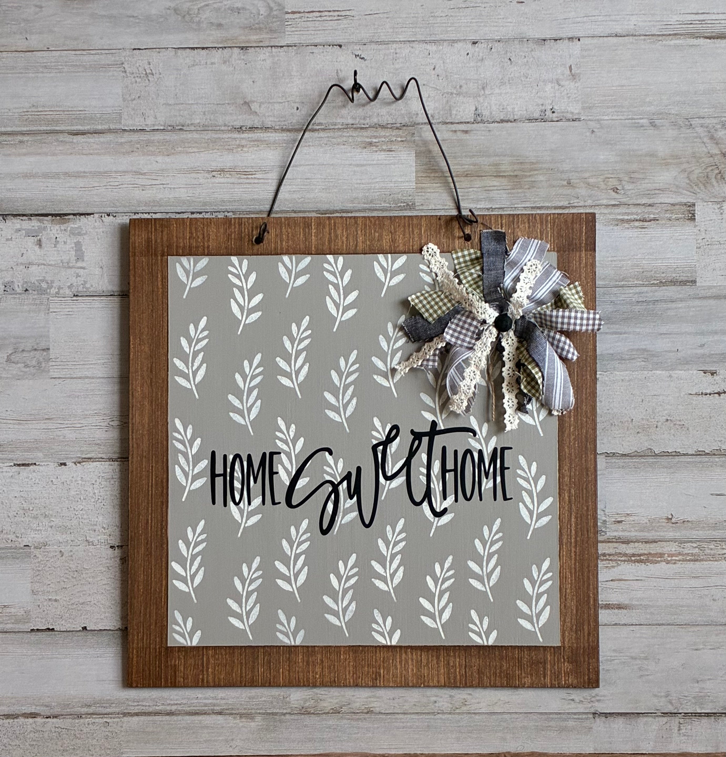 Home Sweet Home Wood Wall Hanging – Farmhouse Botanical Decor