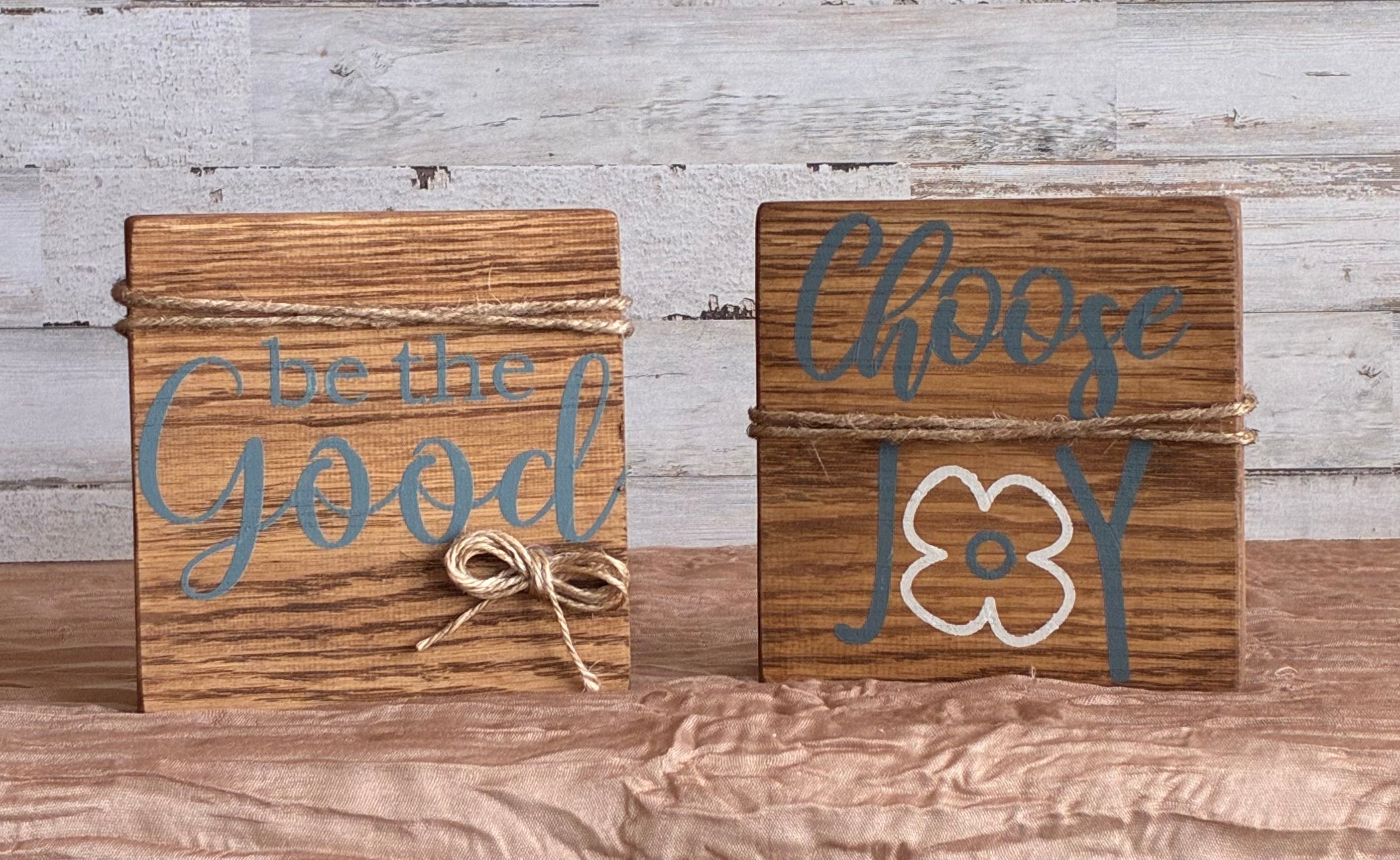 Inspirational Wood Block Sign Set of 2 – Be the Good & Choose Joy