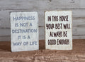 Inspirational Wood Sign Set of 2 – Happiness & In This House