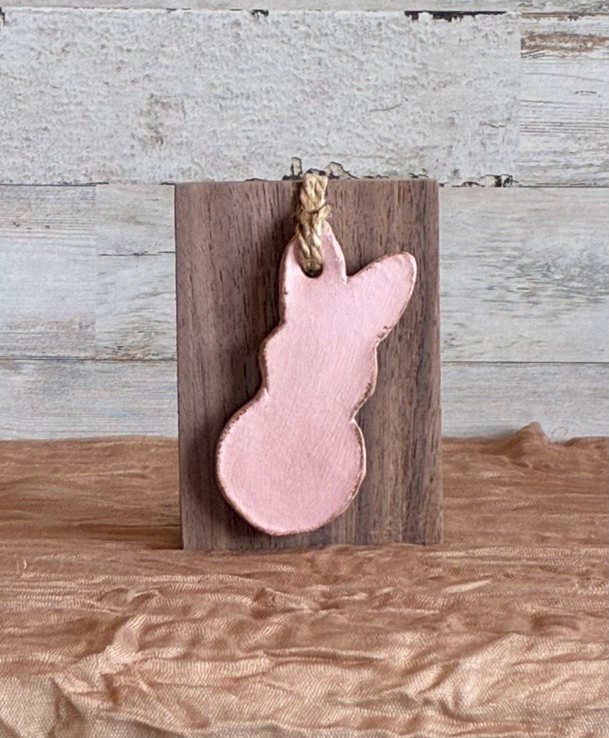 Clay Bunny Shelf Sitter | Dangling Jute Rope