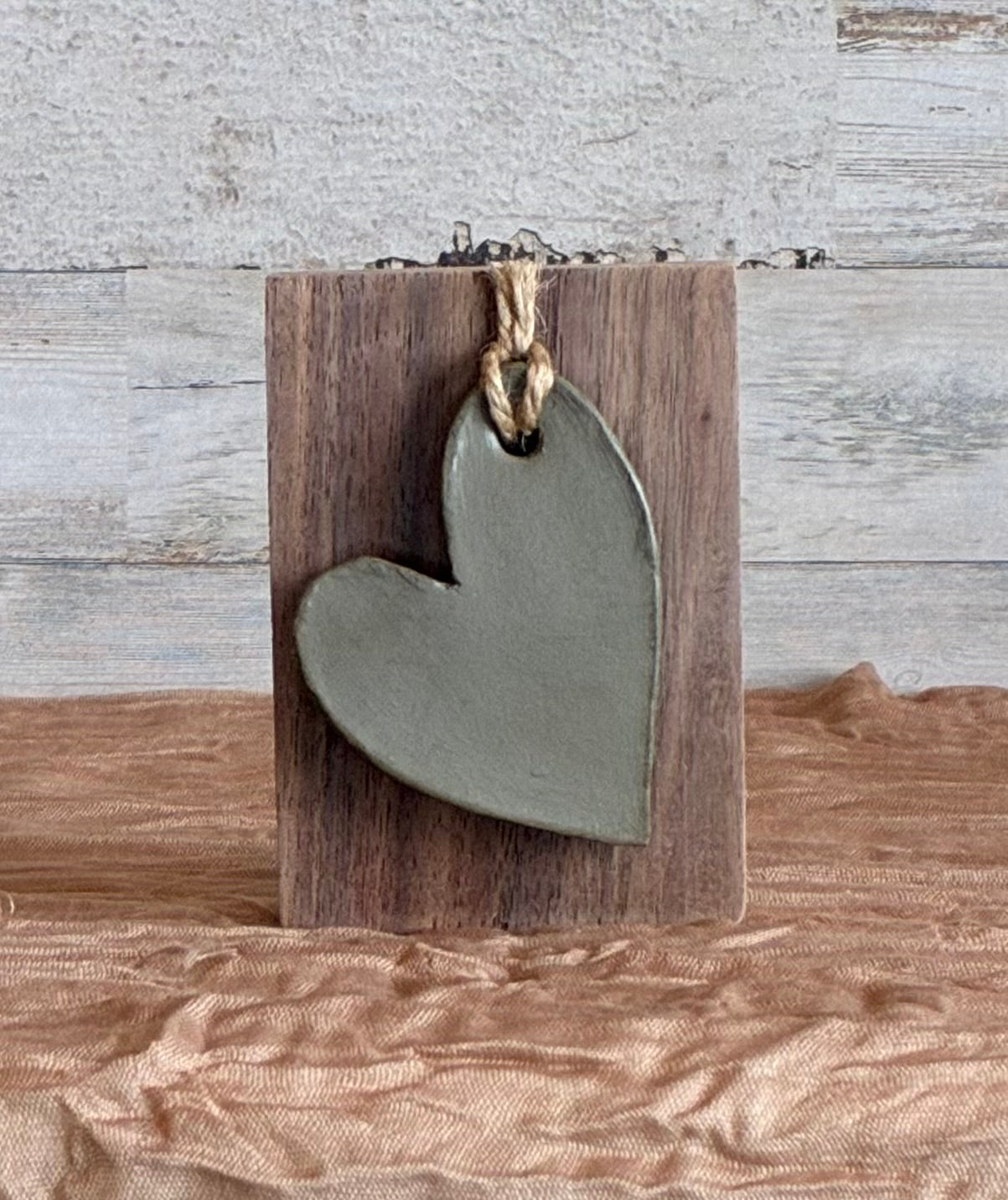 Clay Heart Shelf Sitter | Dangling Jute Rope