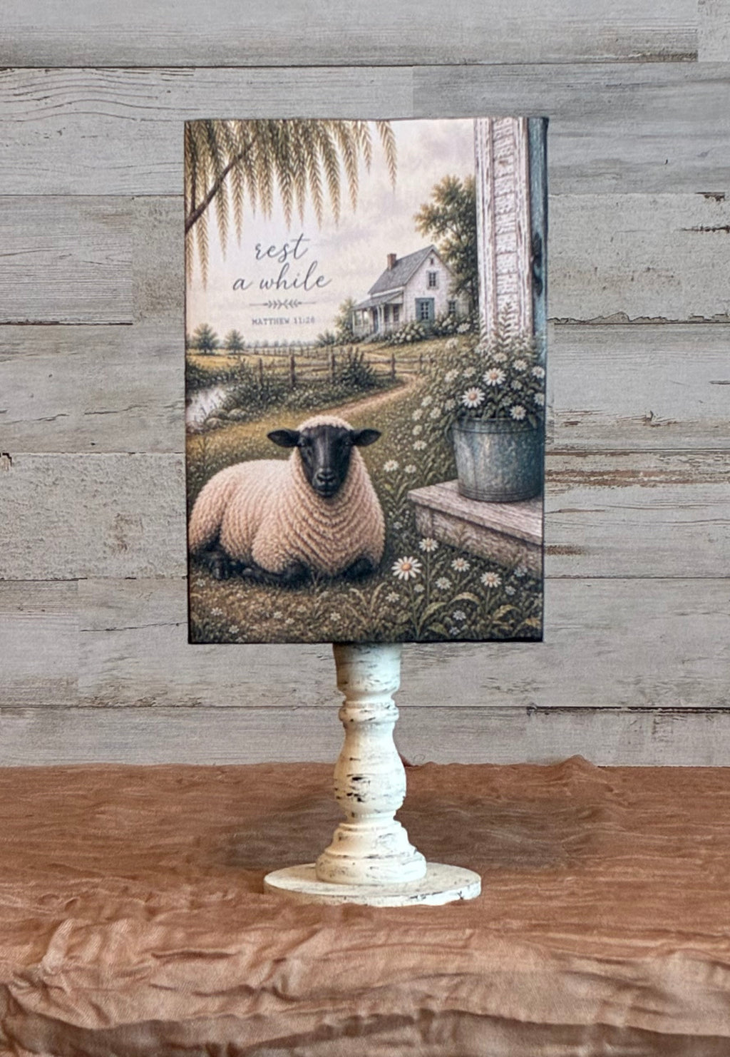 Rest a While – Farmhouse Pedestal Shelf Sitter