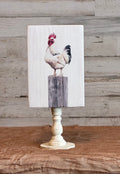 Rooster on a Post – Farmhouse Pedestal Shelf Sitter